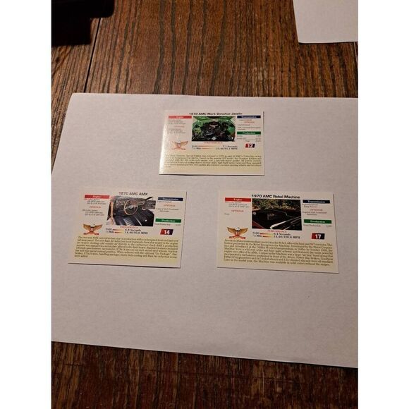 Vintage 1992 Collect A Card Musclecar Trading Cards Lot of 3 AMC Car Cards - Picture 2 of 2